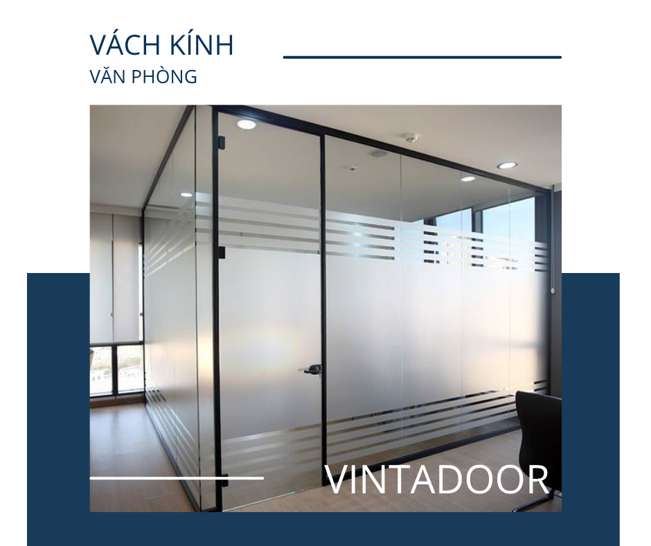 Vách kính khung nhôm đen hiện đại