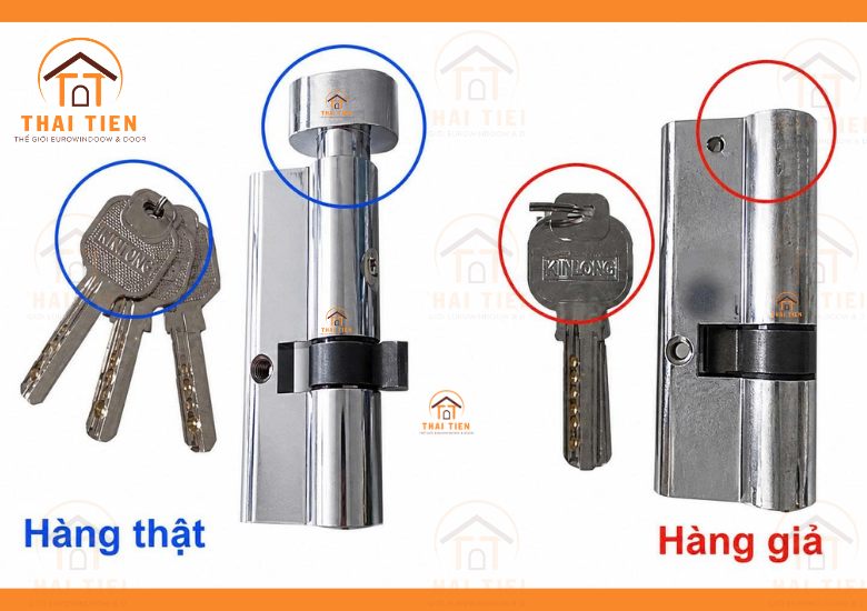 So s&aacute;nh chi tiết l&otilde;i kh&oacute;a v&agrave; ch&igrave;a kh&oacute;a cửa nh&ocirc;m Kinlong ch&iacute;nh h&atilde;ng v&agrave; h&agrave;ng giả