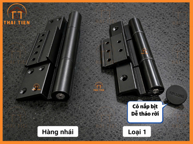So s&aacute;nh chi tiết cấu tạo nắp đậy v&agrave; trục l&otilde;i bản lề Kinlong loại 1 v&agrave; h&agrave;ng nh&aacute;i
