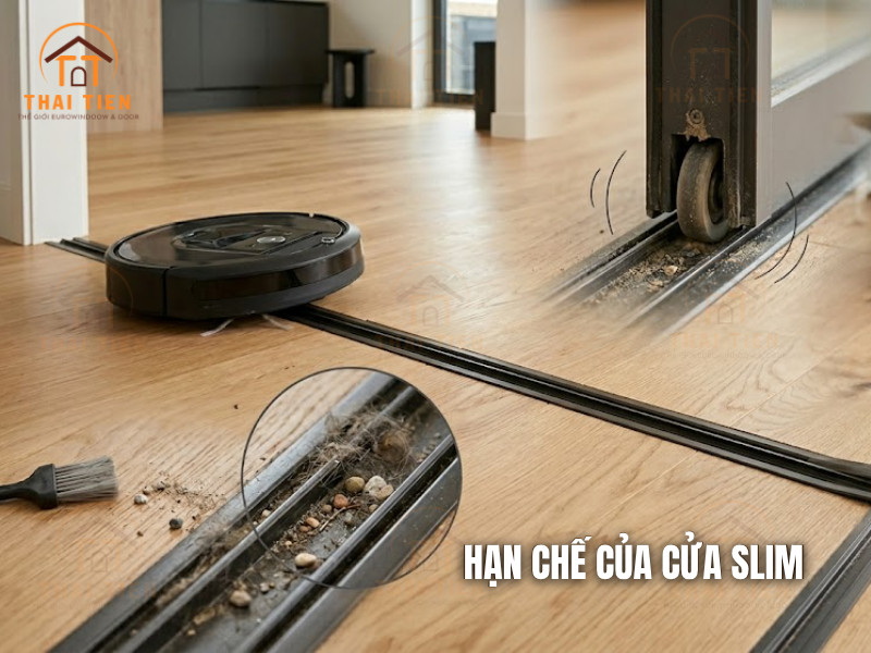 Cửa Slim khong ray dưới dễ vệ sinh