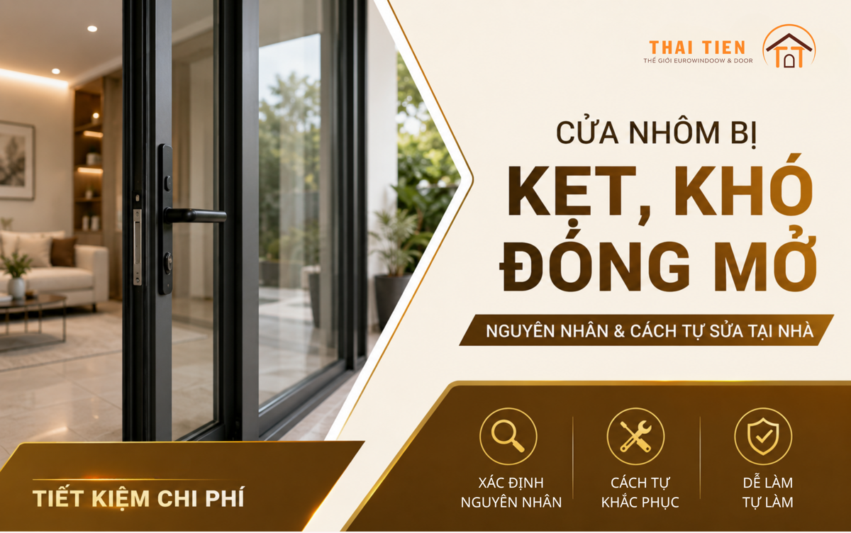 Cửa nhôm bị kẹt khó đóng mở: Nguyên nhân & cách sửa