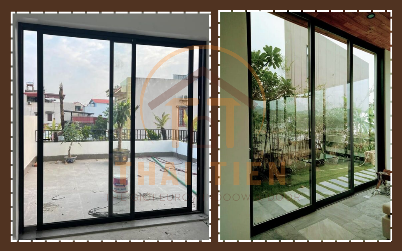 Cửa nh&ocirc;m k&iacute;nh Quận 12 kiểu mở l&ugrave;a hiện nay