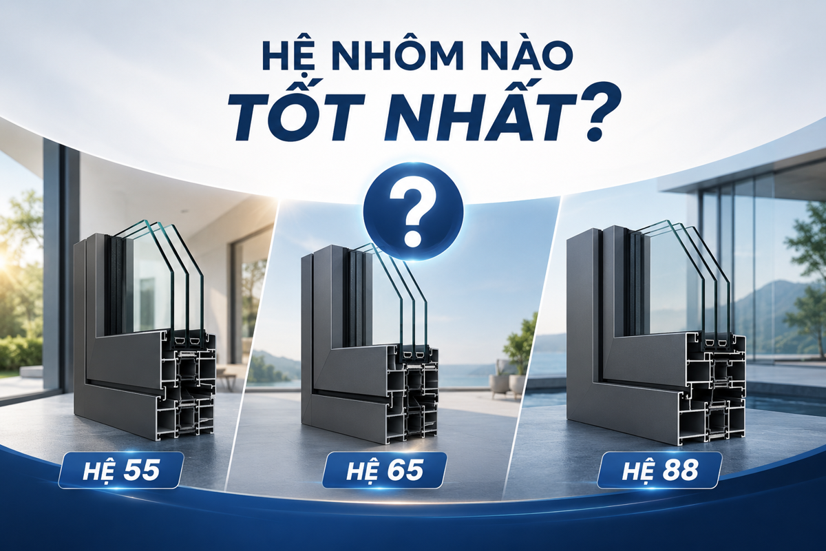 Hệ nhôm nào tốt nhất? Nhôm hệ 55, hệ 65 hay hệ 88?