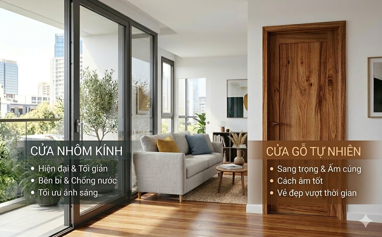 So sánh cửa nhôm và cửa gỗ – nên chọn loại nào cho nhà phố hiện đại?