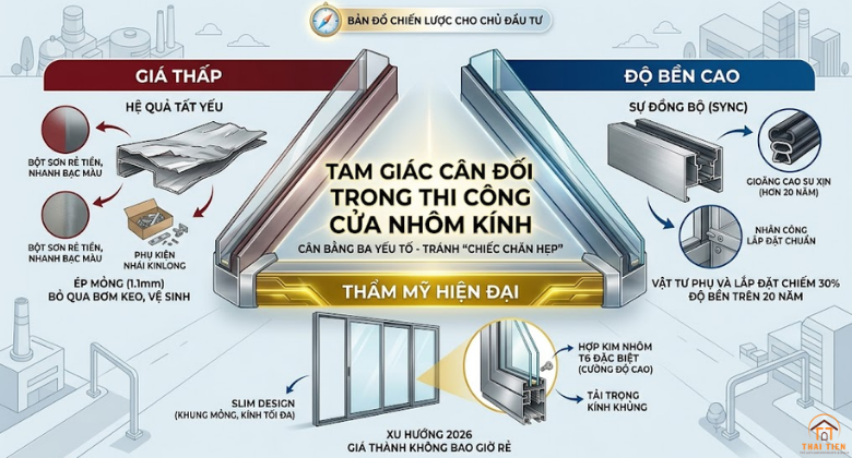 C&acirc;n bằng c&aacute;c yếu tố khi l&agrave;m cửa nh&ocirc;m k&iacute;nh