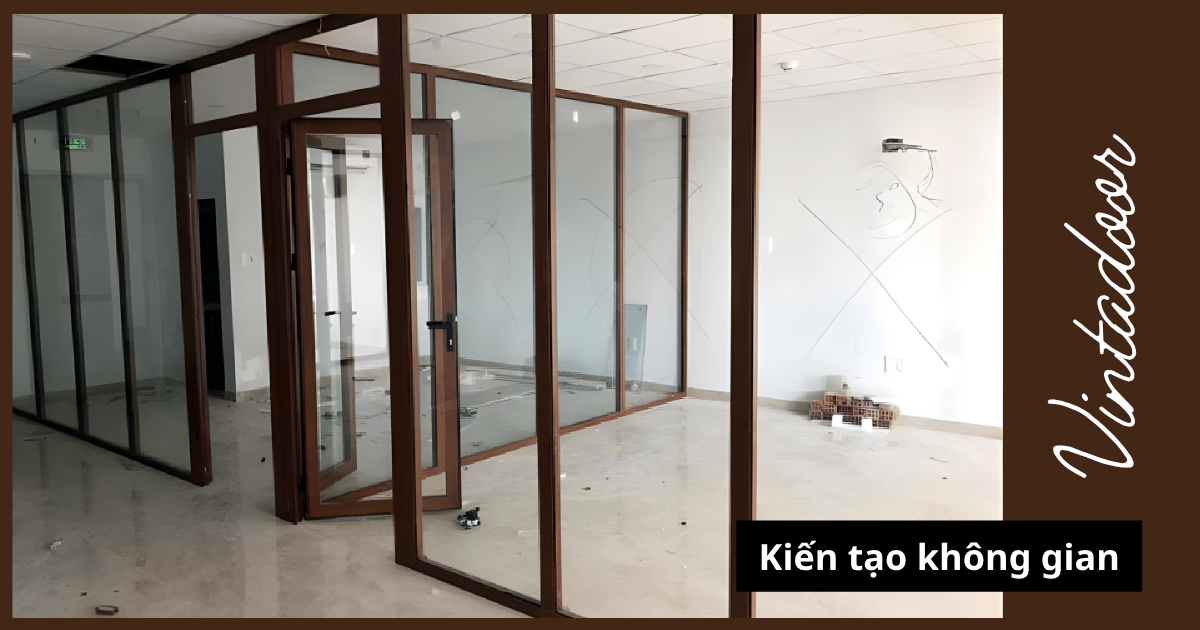 Cửa nh&ocirc;m k&iacute;nh giả gỗ hệ slim