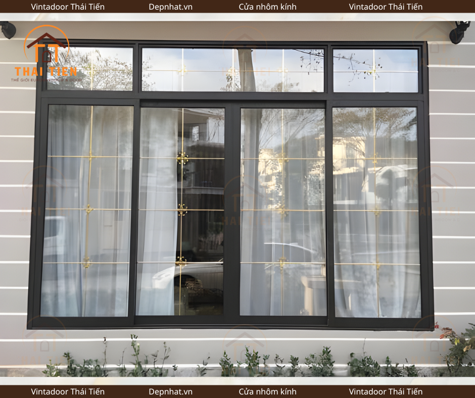 cửa sổ l&ugrave;a  4 c&aacute;nh m&agrave;u x&aacute;m ghi nh&ocirc;m xingfa