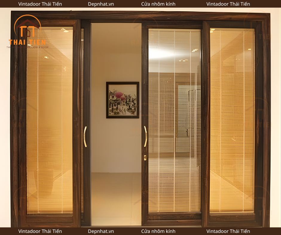 khung cửa nh&ocirc;m Promax m&agrave;u giả gỗ