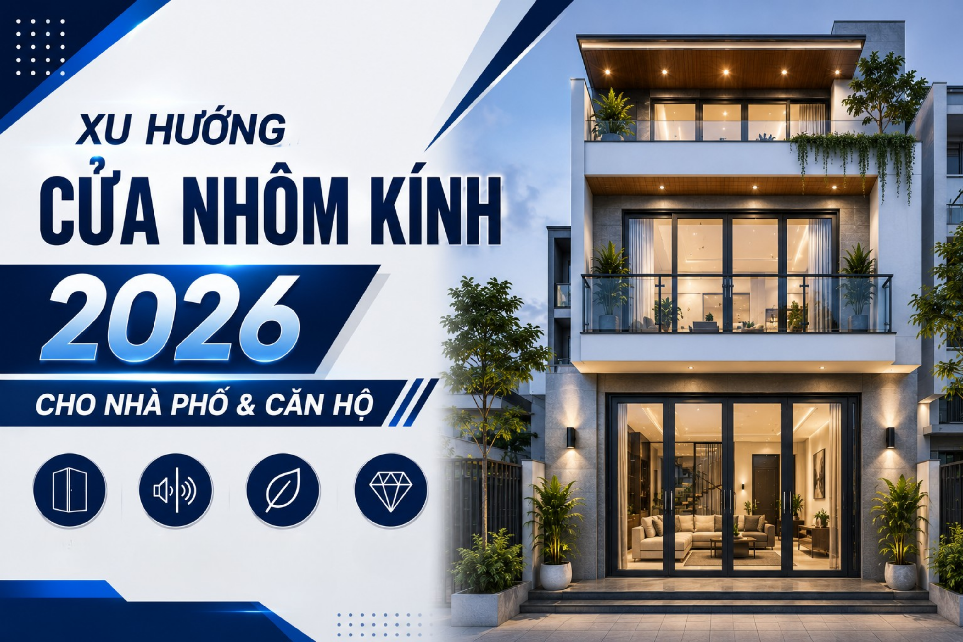 Xu hướng cửa nhôm kính 2026 cho nhà phố và căn hộ  