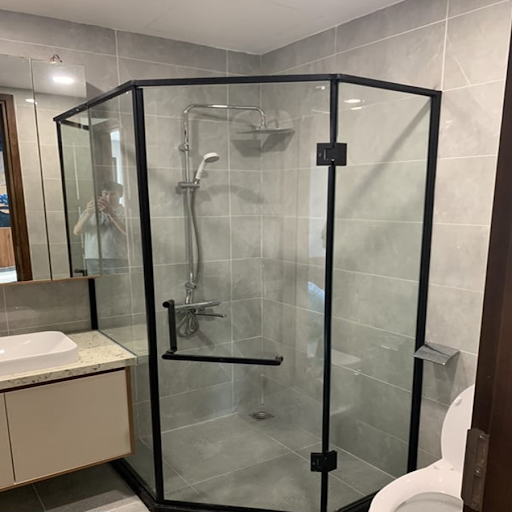 Cabin tắm nhôm kính chữ L