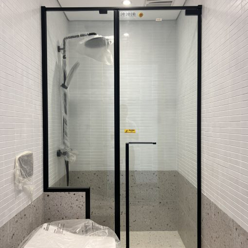 Cabin tắm nhôm kính chữ L