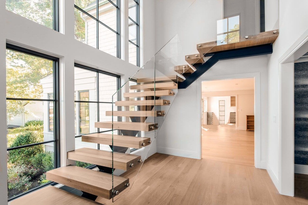 Cầu thang nhôm kính hiện đại