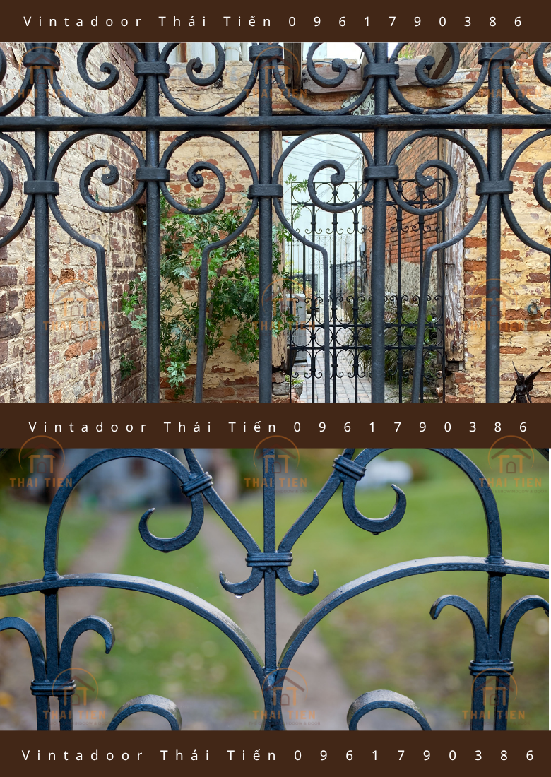 Họa tiết cổng sắt đẹp được thiết kế tinh xảo Vintadoor Thái Tiến