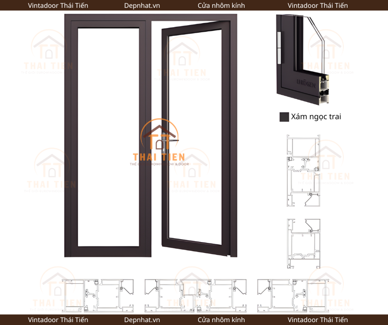 Cấu tạo cửa đi mở quay 2 cánh Vintadoor Thái Tiến
