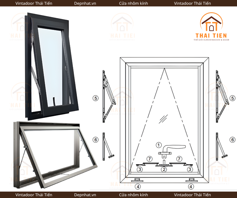Cửa sổ 1 cánh mở hất 