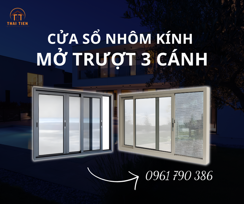 Cửa sổ mở trượt 3 cánh