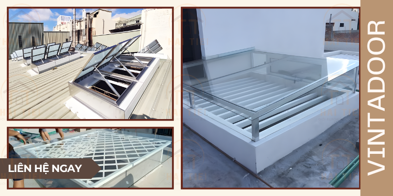 Khung nâng - kính cường lực giếng trời cao cấp