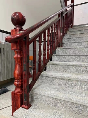 Lan can nhôm kính tay vịn gỗ