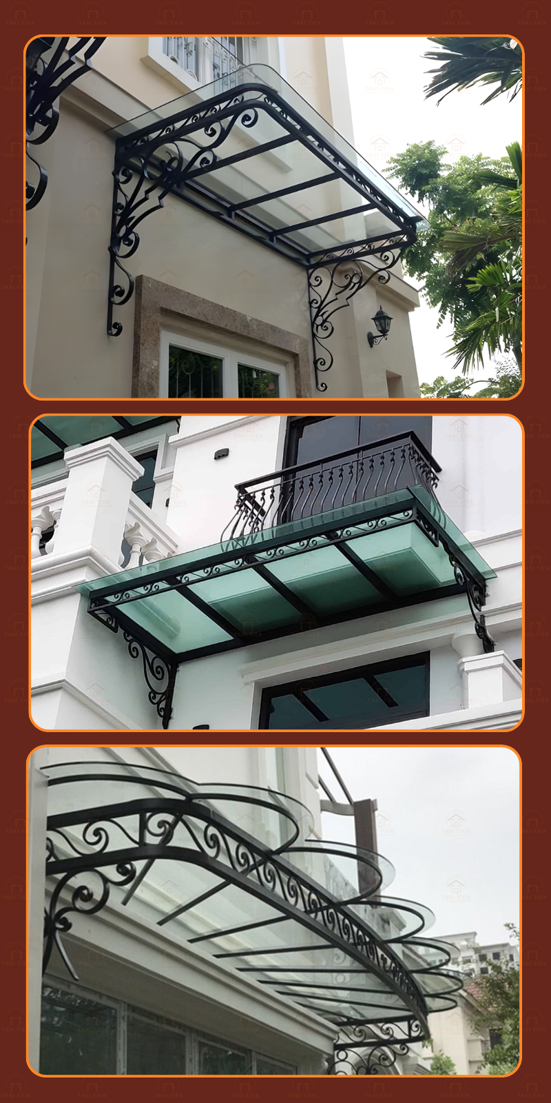 Thi công mái che kính cường lực cao cấp Vintadoor Thái Tiến