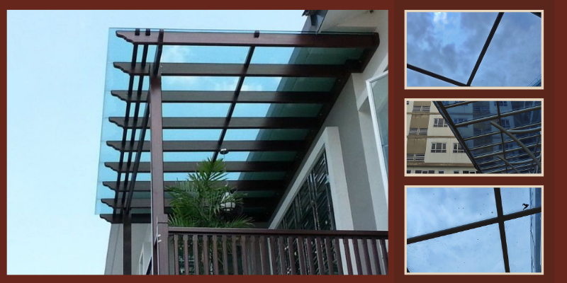 khung mái che kính cường lực chịu lực