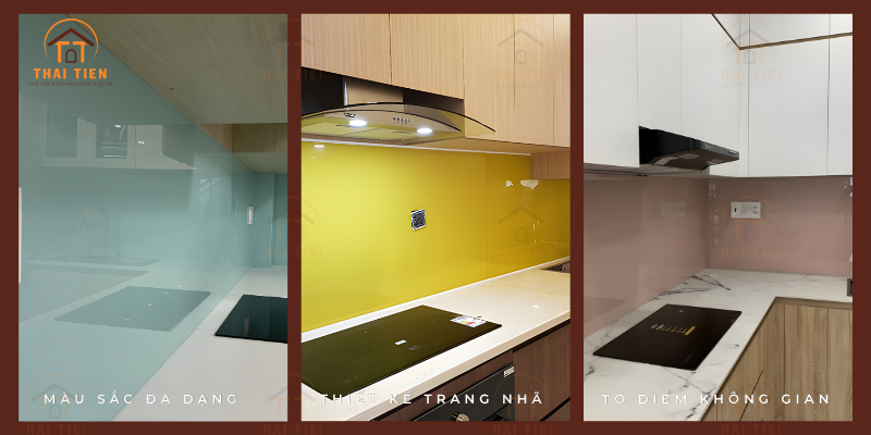 Tấm kính ốp bếp đẹp - Dễ vệ sinh từ Vintadoor Thái Tiến