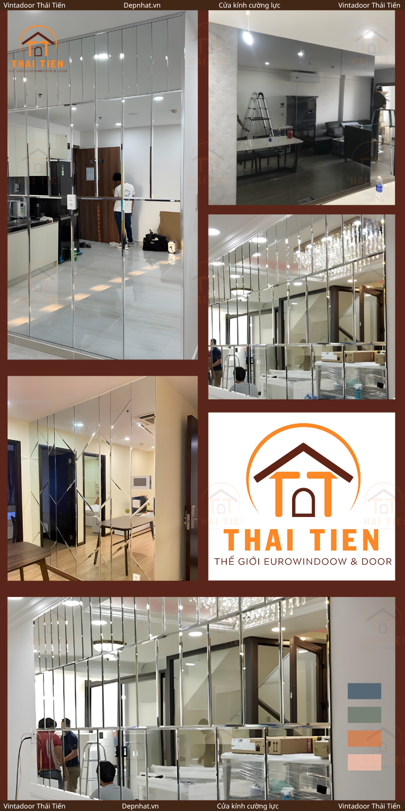 Tấm kính ốp tường phù hợp Vintadoor Thái Tiến