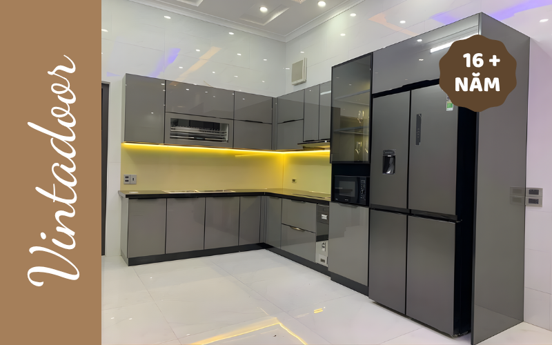 Tủ bếp cường lực kính mờ cao cấp