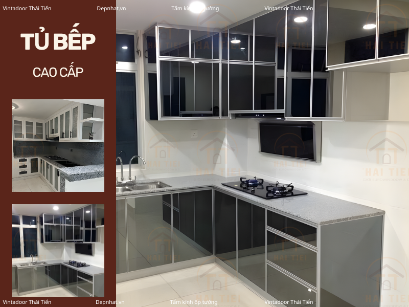 Tủ bếp kính cường lực cao cấp