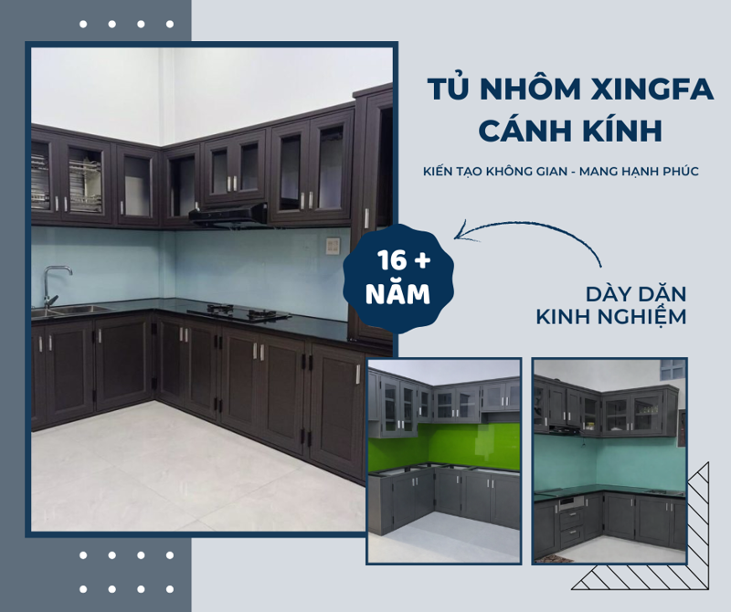Tủ bếp nhôm XINGFA