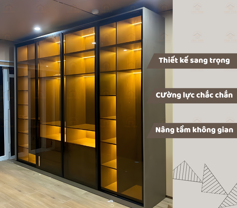 Mẫu tủ quần áo kính cường lực đẹp