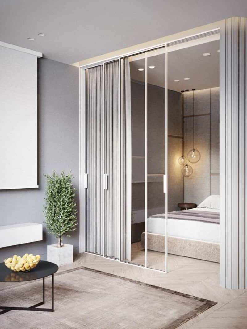 Vách nhôm kính chia phòng ngủ