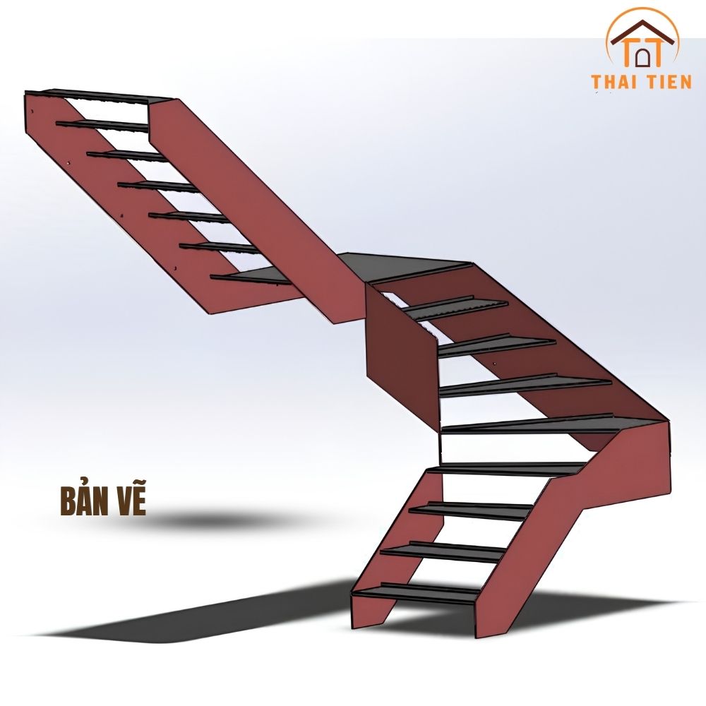 Bản vẽ cầu thang sắt CNC cho công trình hẻm Bà Trưng, Quận 3