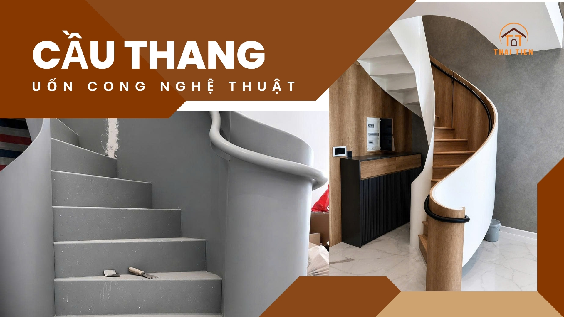 Thi công Cầu thang sắt & Lan can kính uốn cong nghệ thuật – Quận 2