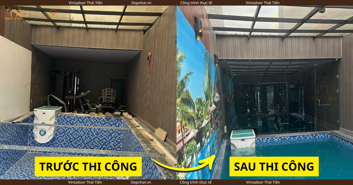Thi công Vách kính cường lực hồ bơi & Cửa nhôm Xingfa Việt Nam tại Thạnh Xuân 13, Quận 12